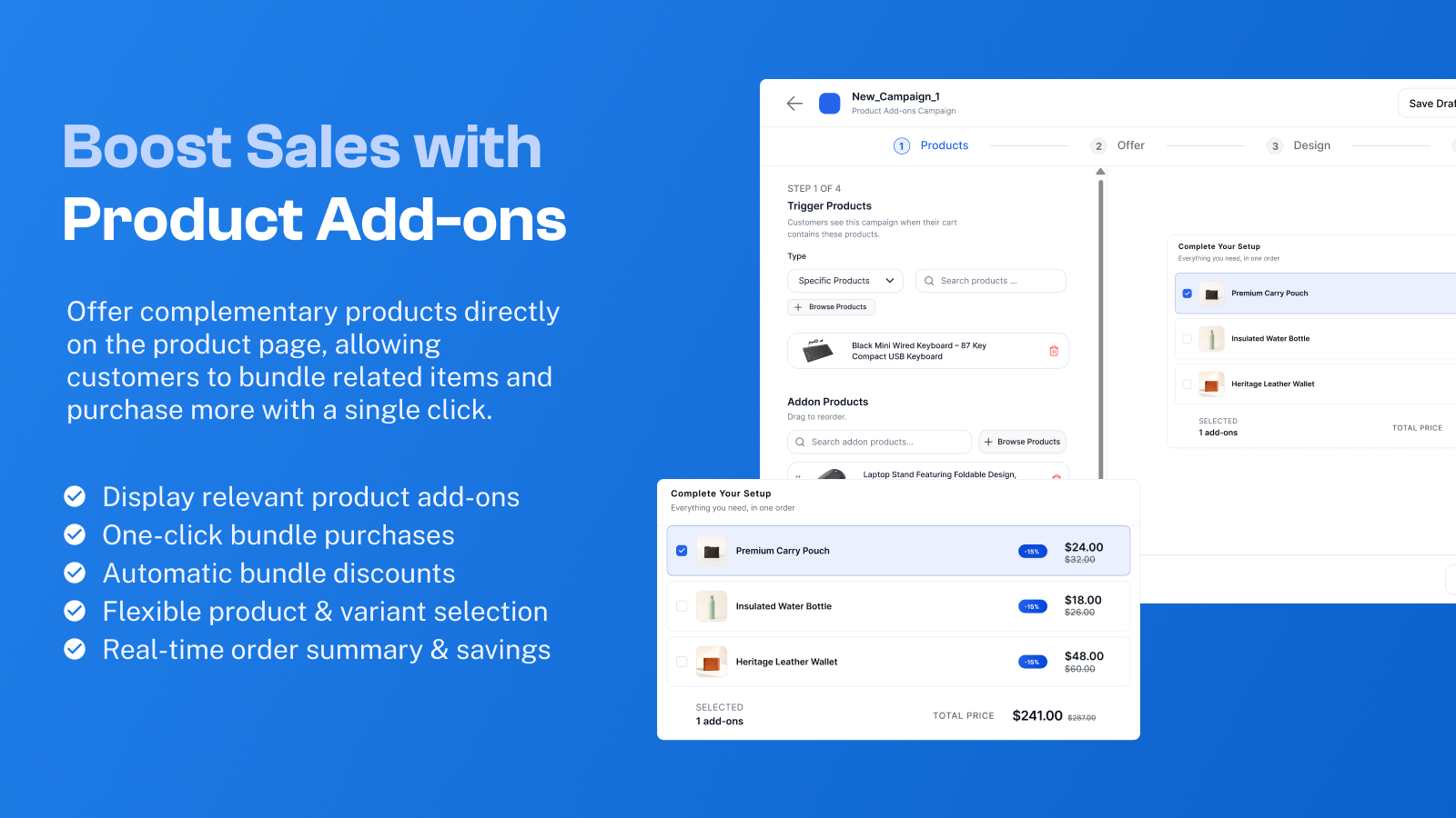 Bundle and add-on settings in the admin panel.